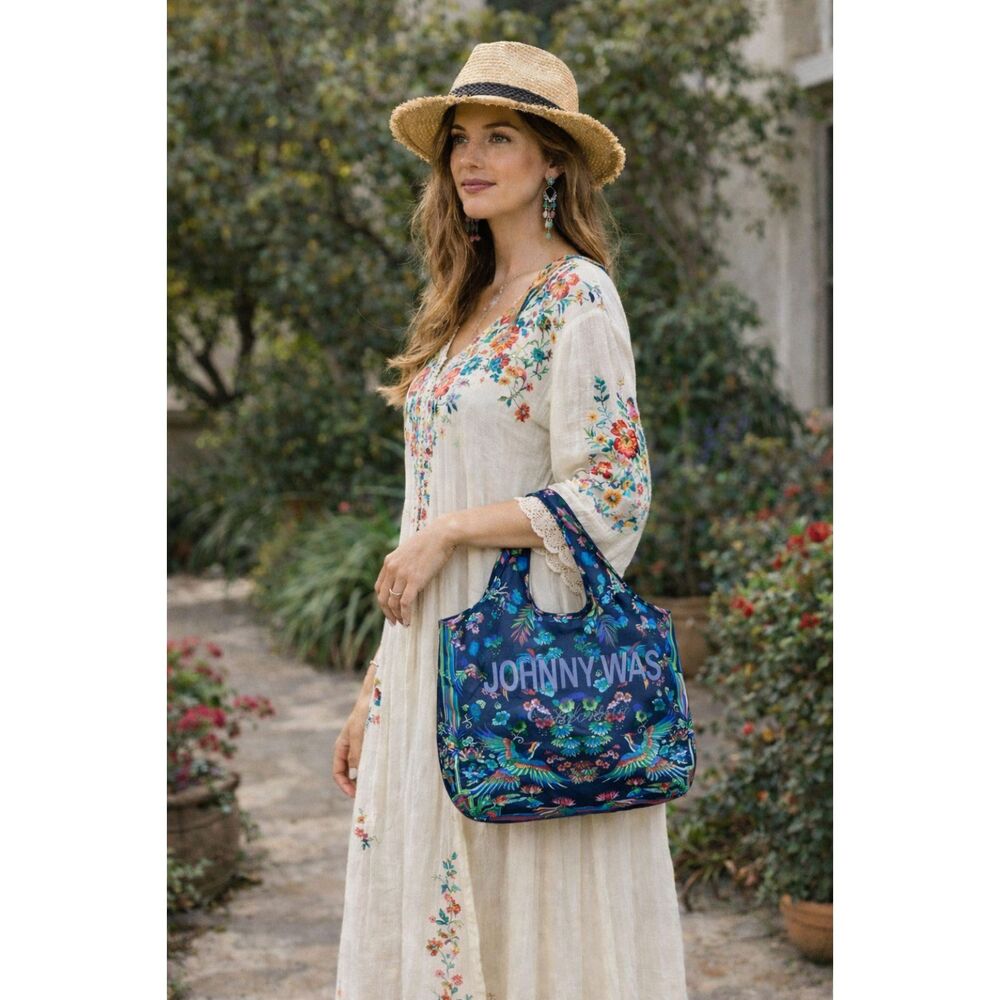 JOHNNY WAS California Fold Up Tote Shopping Bag  Women's Size Medium